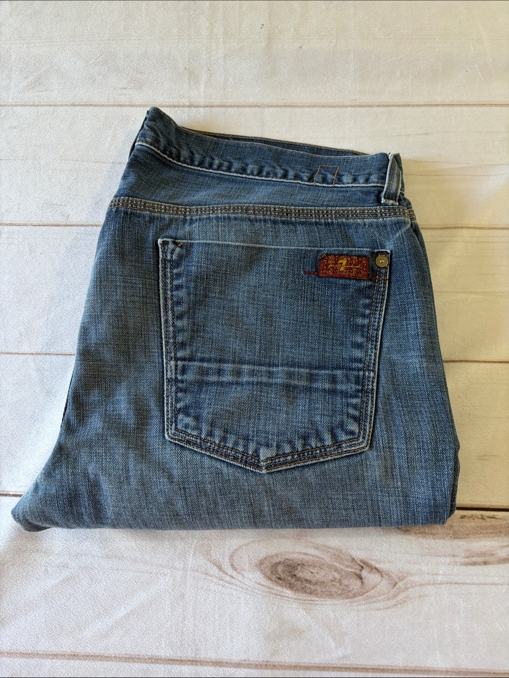 7 For All Mankind Men's Straight Leg Blue Denim Jeans